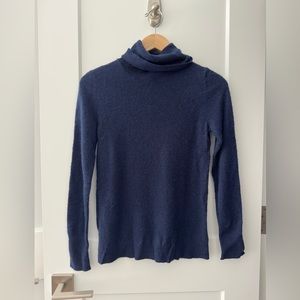 White + Warren Navy Cashmere Turtleneck